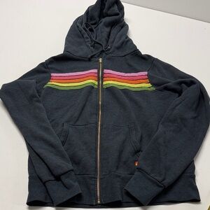 Aviator Nation Hoodie with Rainbow Stripes